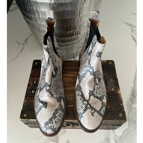 Lucky Brand Haylia Snake Print Pull-On Leather Booties - Picture 2 of 8